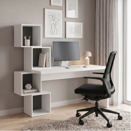 Γραφείο εργασίας Balance Megapap χρώμα λευκό 153,5x60x140εκ
