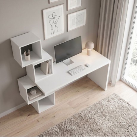 Γραφείο εργασίας Balance Megapap χρώμα λευκό 153,5x60x140εκ