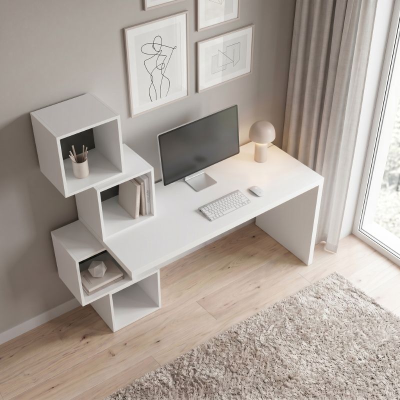 Γραφείο εργασίας Balance Megapap χρώμα λευκό 153,5x60x140εκ