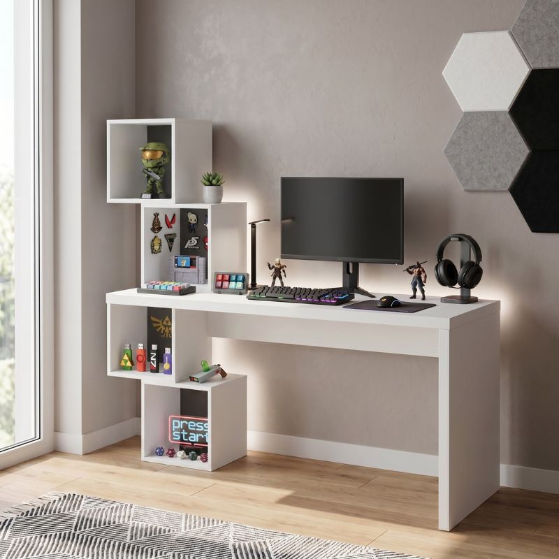 Γραφείο εργασίας Balance Megapap χρώμα λευκό 153,5x60x140εκ