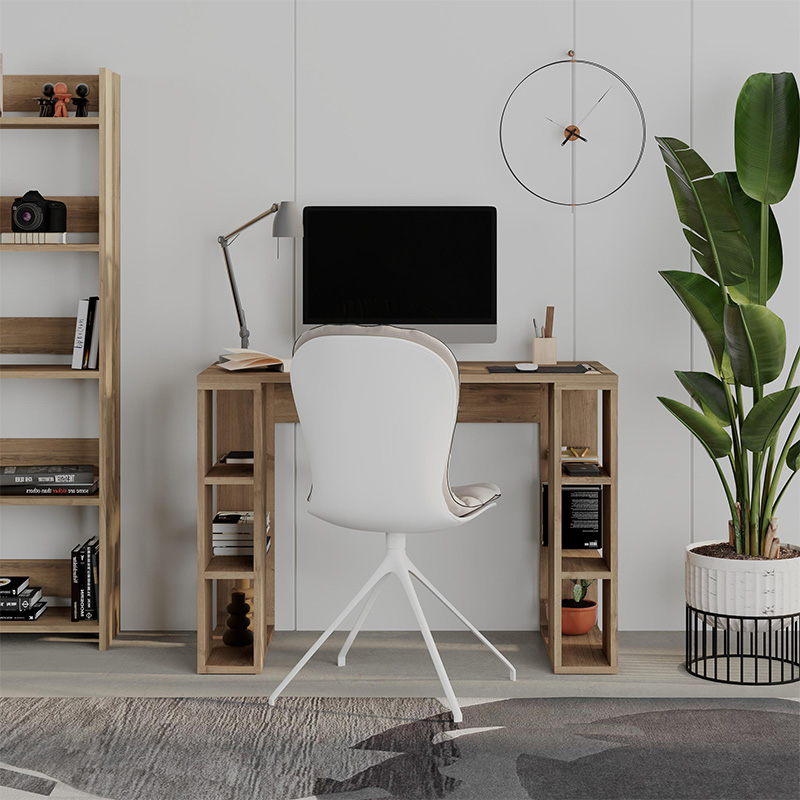 Colmar Megapap melamine study desk in light walnut color 106x50x75cm.