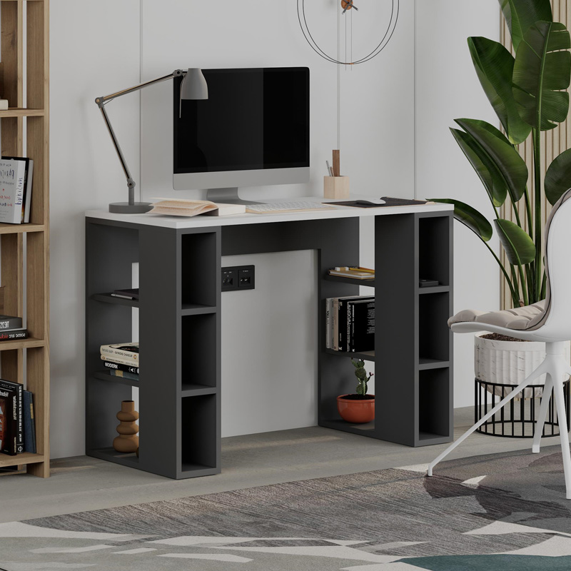 Colmar Megapap melamine study desk in anthracite - white color 106x50x75cm.