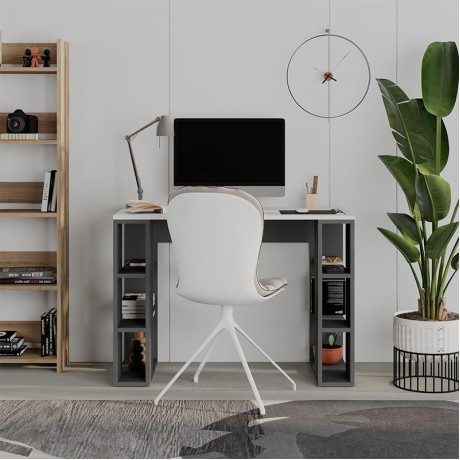 Colmar Megapap melamine study desk in anthracite - white color 106x50x75cm.