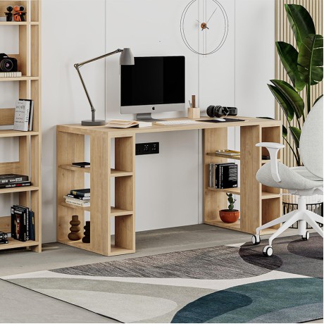 Γραφείο εργασίας Colmar Megapap χρώμα sapphire oak 140x60x75εκ