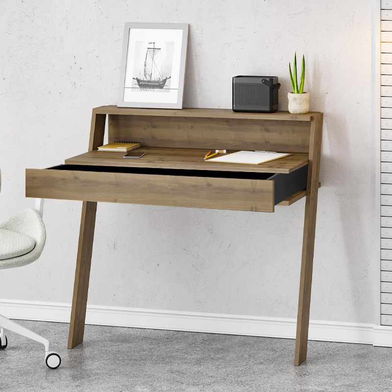 Cowork Megapap melamine desk in light walnut color 94x50x91cm.