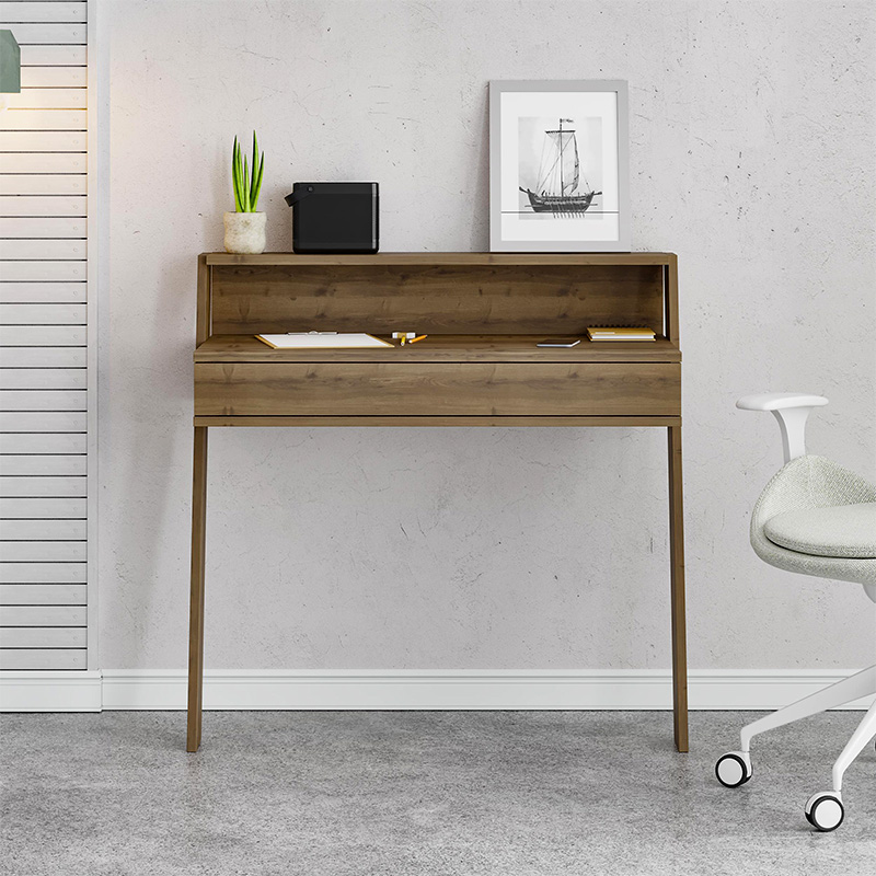 Cowork Megapap melamine desk in light walnut color 94x50x91cm.