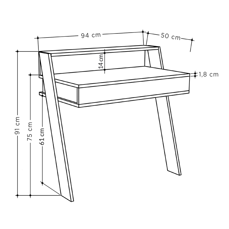 Cowork Megapap melamine desk in anthracite color 94x50x91cm.