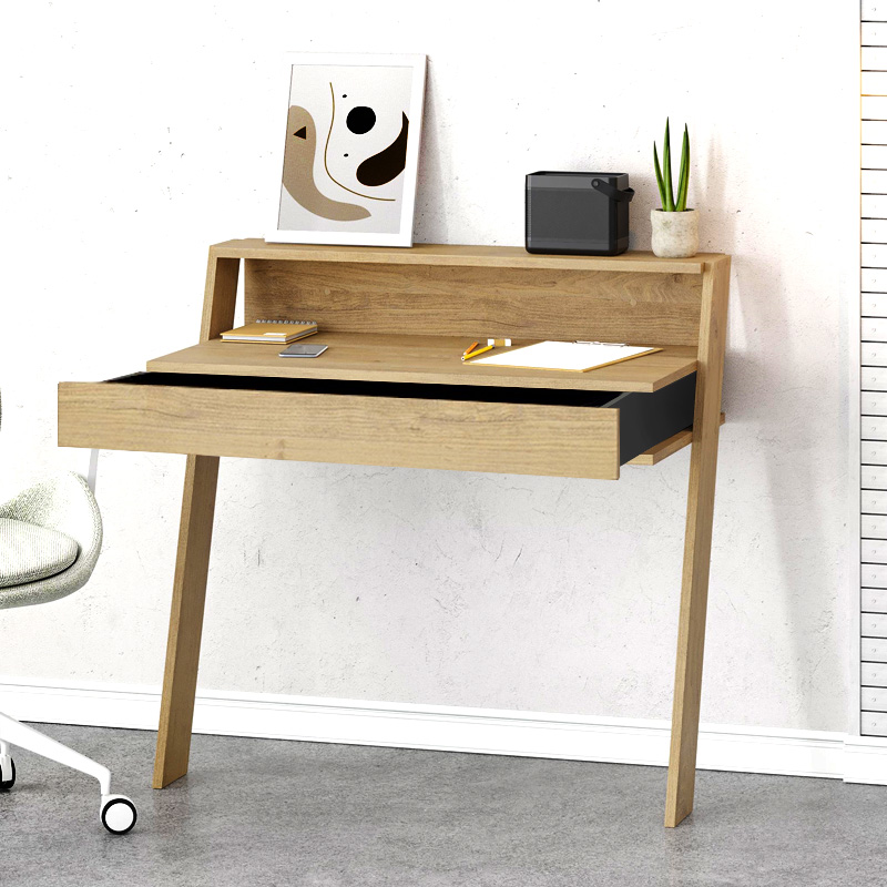 Cowork Megapap melamine desk in oak color 94x50x91cm.