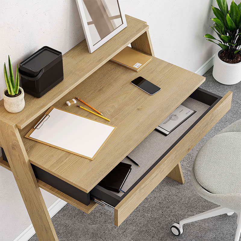 Cowork Megapap melamine desk in oak color 94x50x91cm.