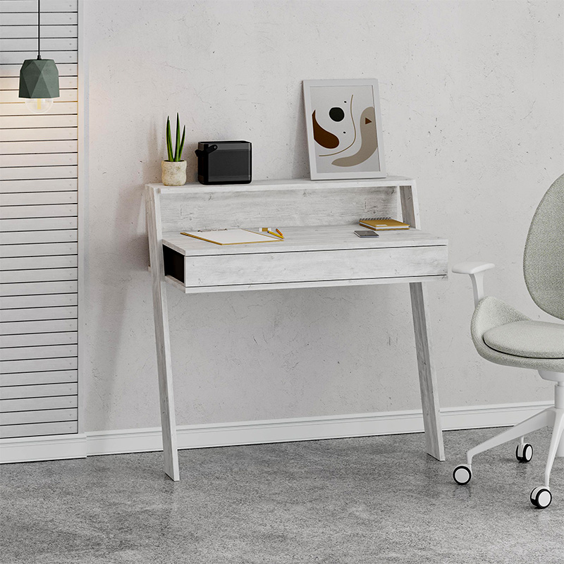 Γραφείο εργασίας Cowork Megapap χρώμα λευκό αντικέ 94x50x91εκ.