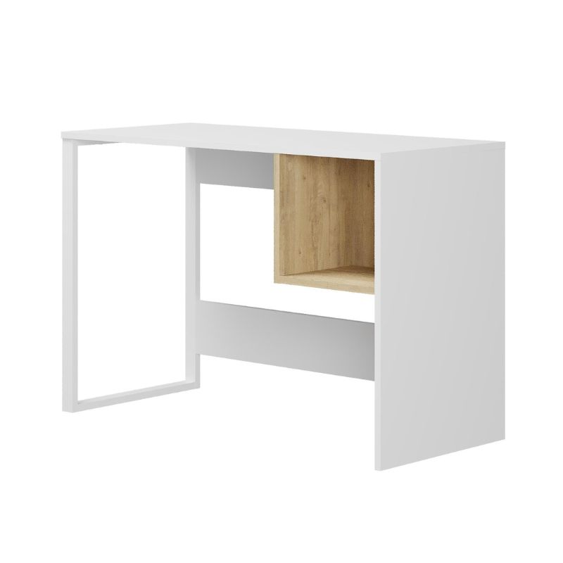 Γραφείο εργασίας Cubo Megapap χρώμα λευκό - sapphire oak 110x50x75εκ.