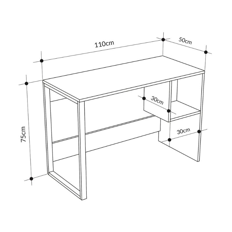 Γραφείο εργασίας Cubo Megapap χρώμα λευκό - sapphire oak 110x50x75εκ.