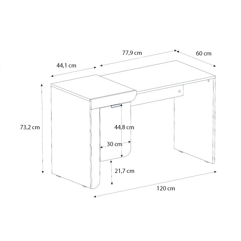 Γραφείο εργασίας Dario Megapap χρώμα sepet oak - λευκό 120x60x73,2εκ.
