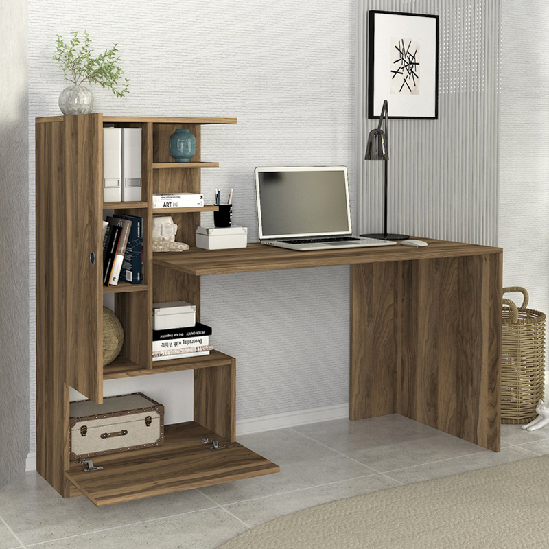 Domingo Megapap melamine desk in walnut color 149,5x60x120cm.
