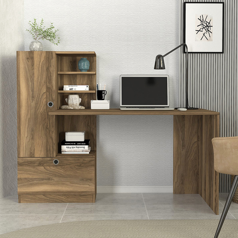 Domingo Megapap melamine desk in walnut color 149,5x60x120cm.