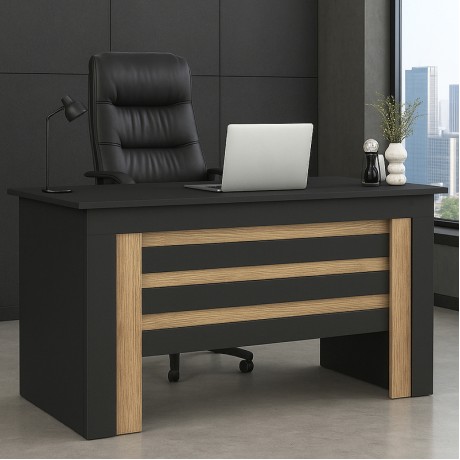 Epito Megapap melamine office desk in anthracite - sepet oak color 140x59.6x76.8cm