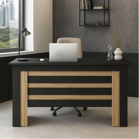 Epito Megapap melamine office desk in anthracite - sepet oak color 140x59.6x76.8cm