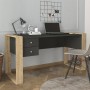 Fernando Megapap melamine desk in anthracite - sapphire oak color 158,8x60x72,2cm.