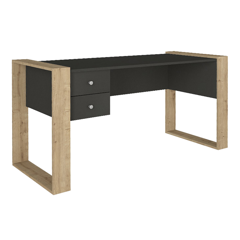 Fernando Megapap melamine desk in anthracite - sapphire oak color 158,8x60x72,2cm.
