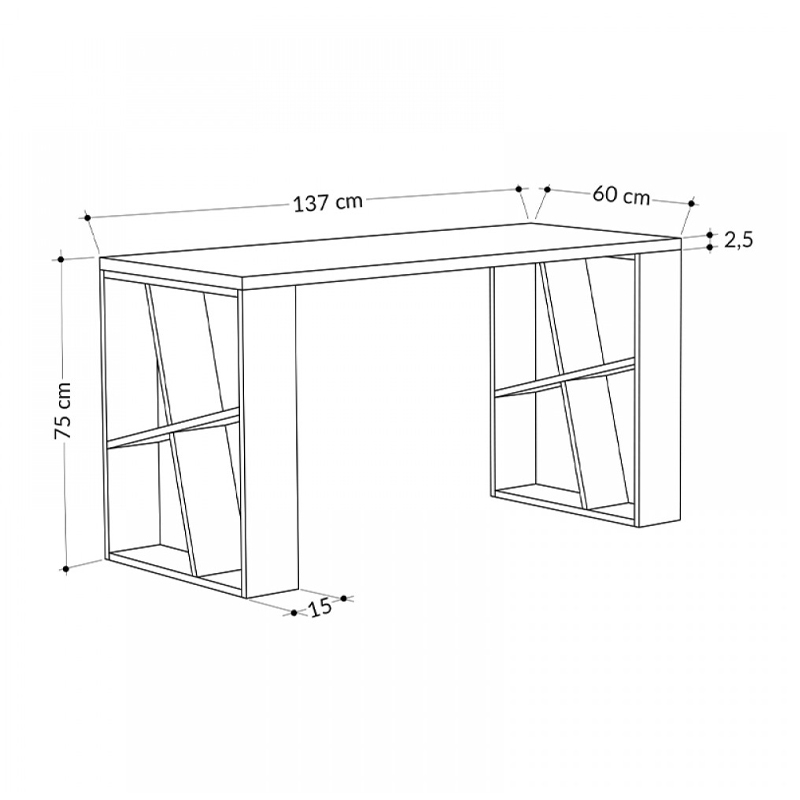 Γραφείο εργασίας Honey Megapap χρώμα λευκό 137x60x75εκ