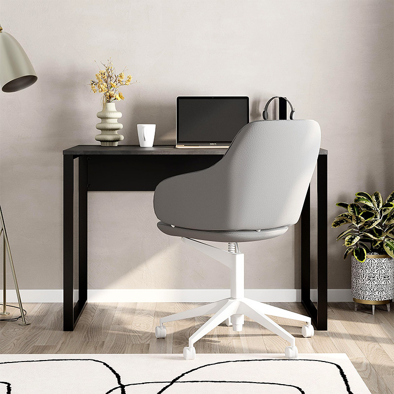 Inna Megapap melamine working desk in grey retro - silky black color 110x60x75cm.