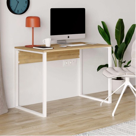 Inna Megapap melamine working desk in sapphire oak - white color 110x60x75cm.