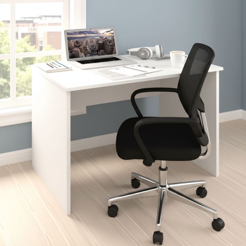 Kalen Megapap melamine office desk in white color 90x60x74cm.