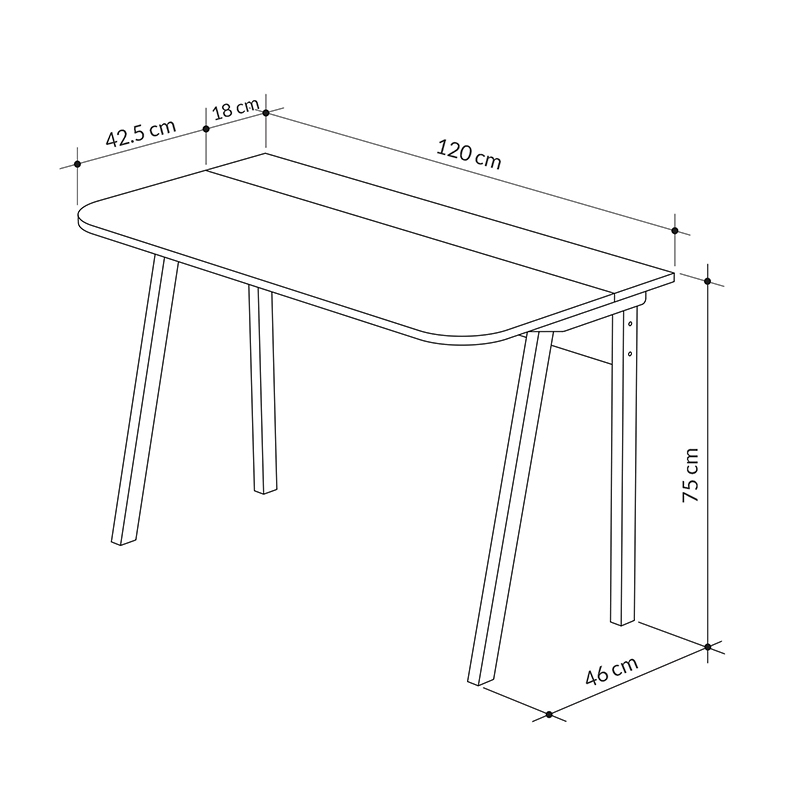 Γραφείο εργασίας Luton Megapap χρώμα φυσικό οξιάς 120x60x75εκ.
