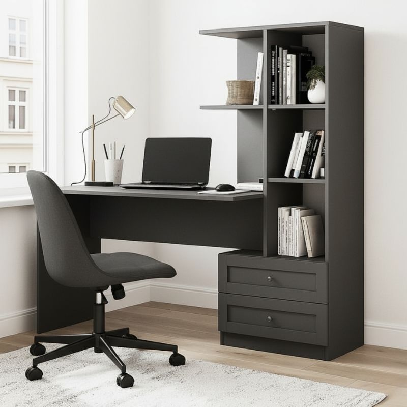 Mantra Megapap melamine office desk in anthracite color 155x60x152cm.