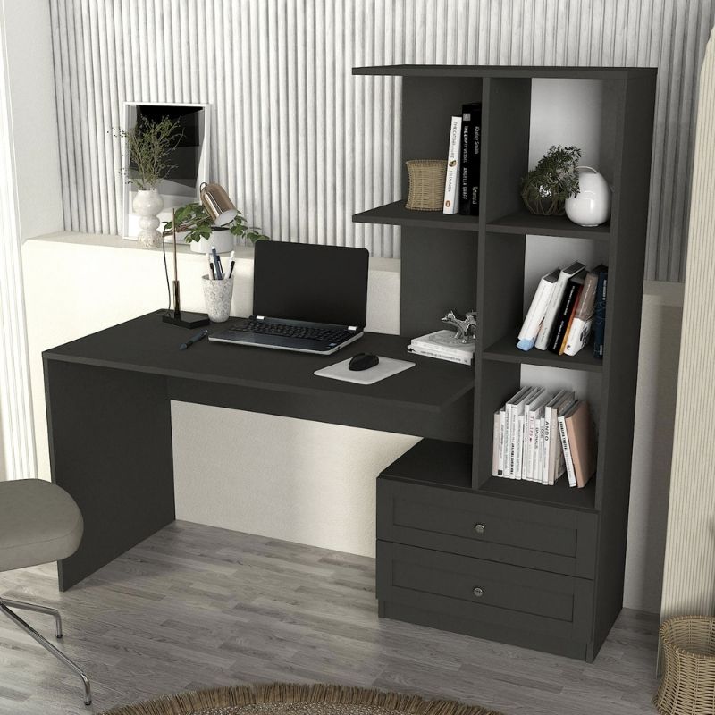Mantra Megapap melamine office desk in anthracite color 155x60x152cm.