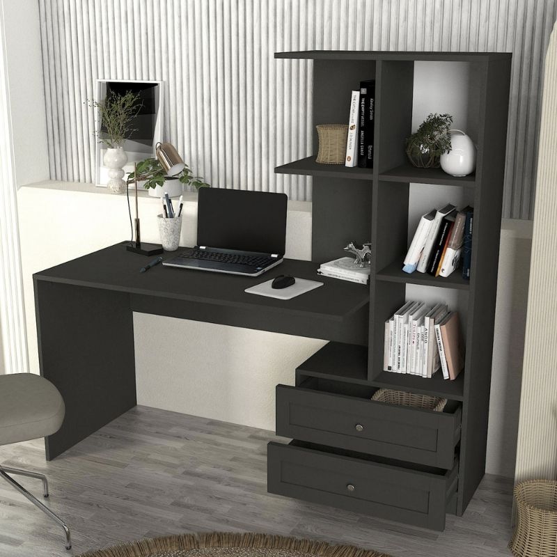 Mantra Megapap melamine office desk in anthracite color 155x60x152cm.