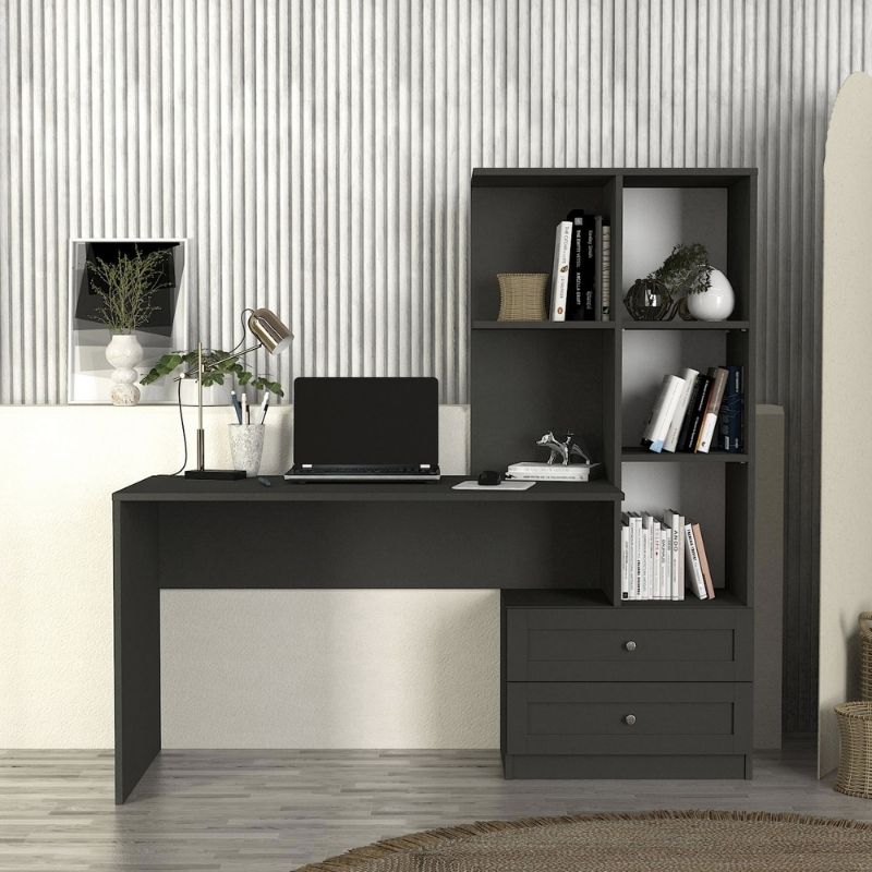 Mantra Megapap melamine office desk in anthracite color 155x60x152cm.