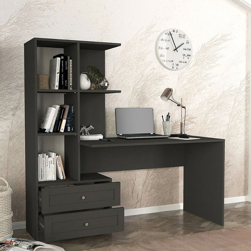Γραφείο εργασίας Mantra Megapap χρώμα ανθρακί 155x60x152εκ.