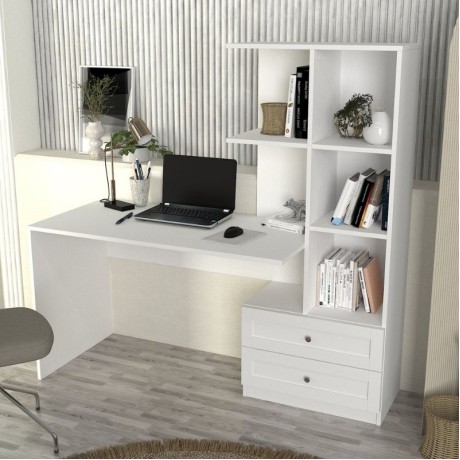 Γραφείο εργασίας Mantra Megapap χρώμα λευκό 155x60x152εκ.
