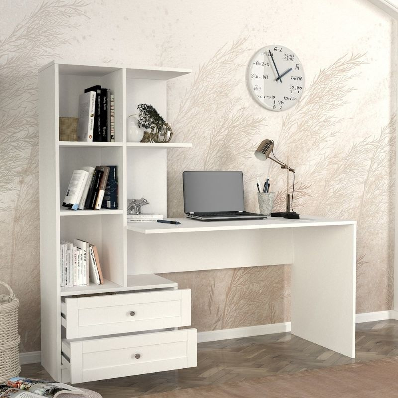 Γραφείο εργασίας Mantra Megapap χρώμα λευκό 155x60x152εκ.