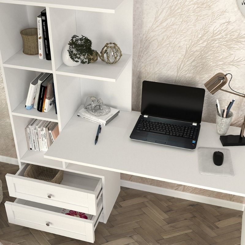 Γραφείο εργασίας Mantra Megapap χρώμα λευκό 155x60x152εκ.