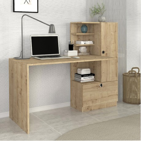 Merino Megapap melamine desk in sapphire oak color 149,5x61,8x120cm.