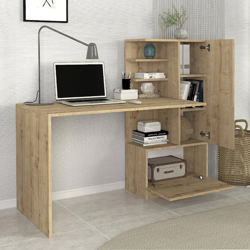 Merino Megapap melamine desk in sapphire oak color 149,5x61,8x120cm.
