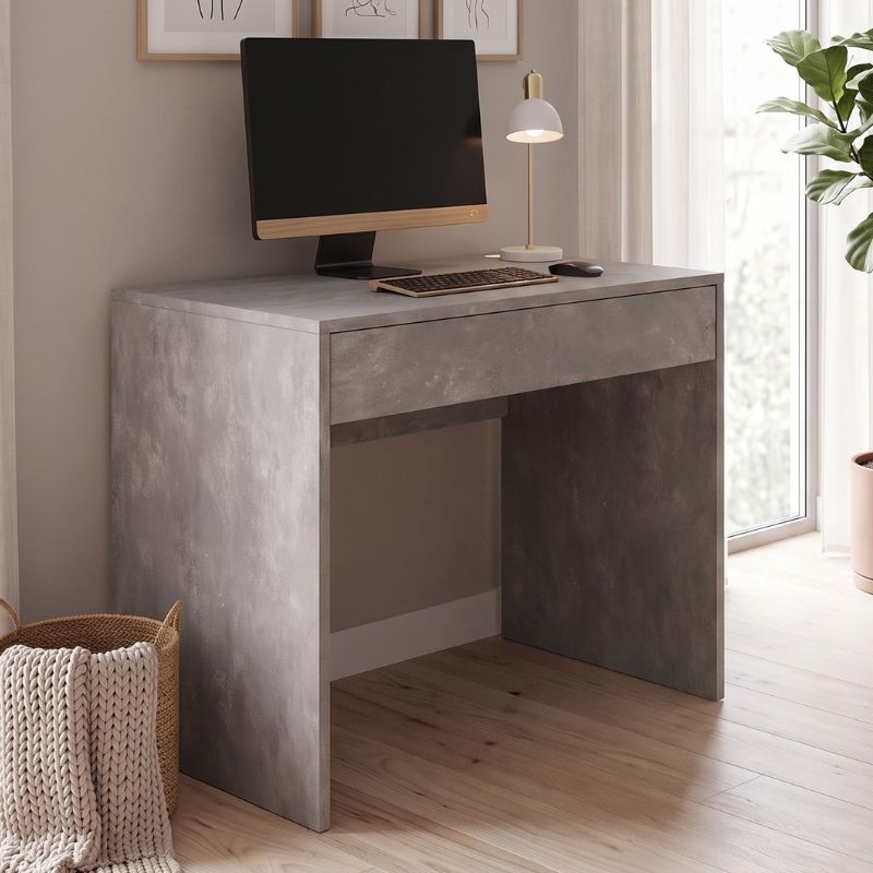 Mida Megapap melamine desk in concrete grey color 72x60x73,8cm.