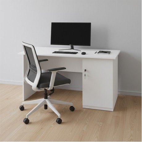 Moto Megapap melamine office desk in white color 120x80x75cm.