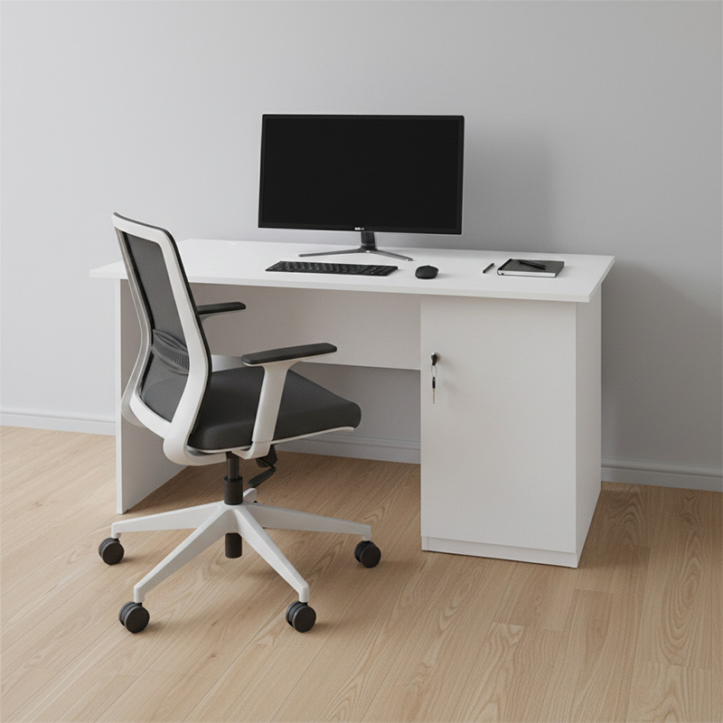 Moto Megapap melamine office desk in white color 120x80x75cm.