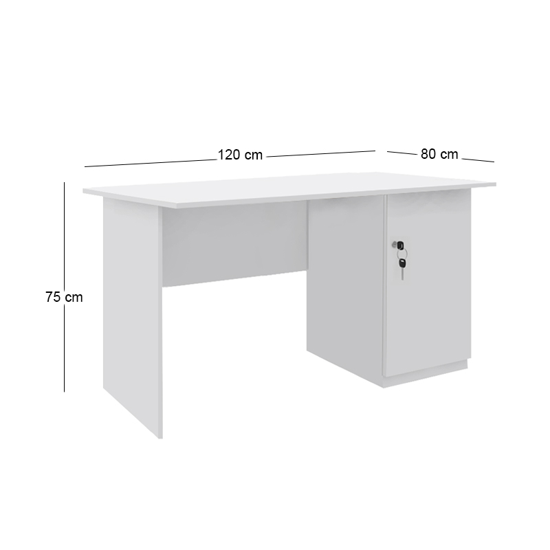 Moto Megapap melamine office desk in white color 120x80x75cm.