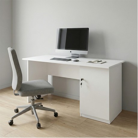 Moto Megapap melamine office desk in white color 150x80x75cm.