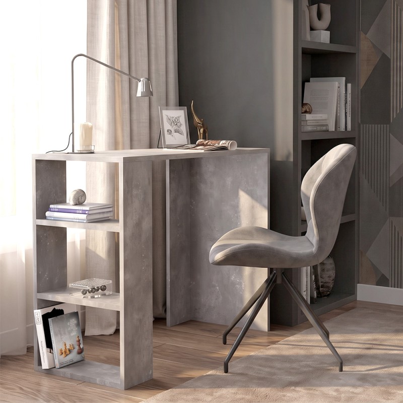 Netenia Megapap melamine desk in concrete grey color 90x40x74cm.