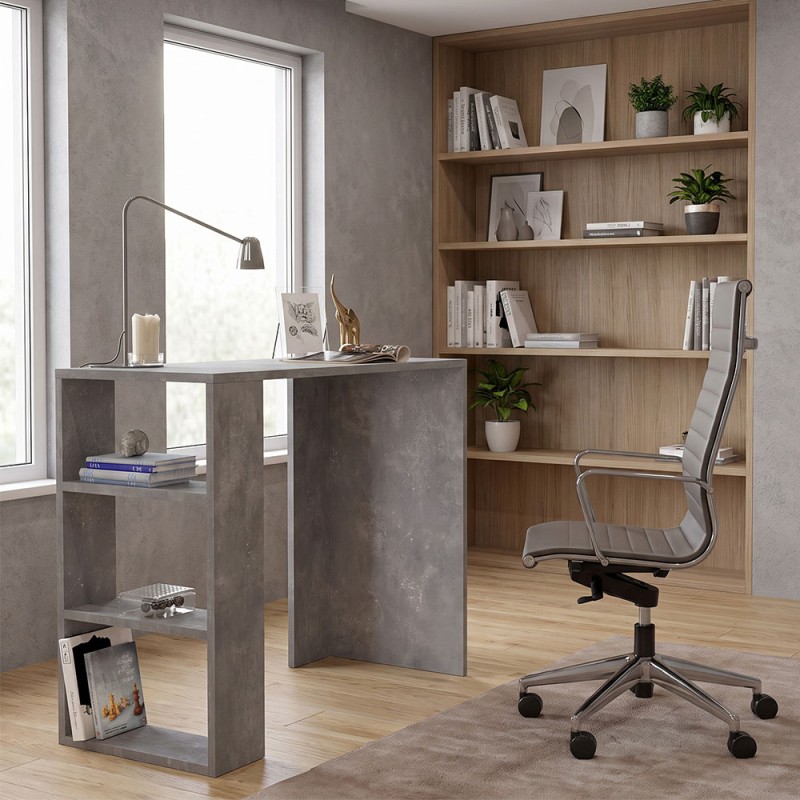 Netenia Megapap melamine desk in concrete grey color 90x40x74cm.