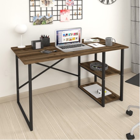 Odeon Megapap melamine reversible work desk in smoked walnut color 120x59.8x73.8cm.