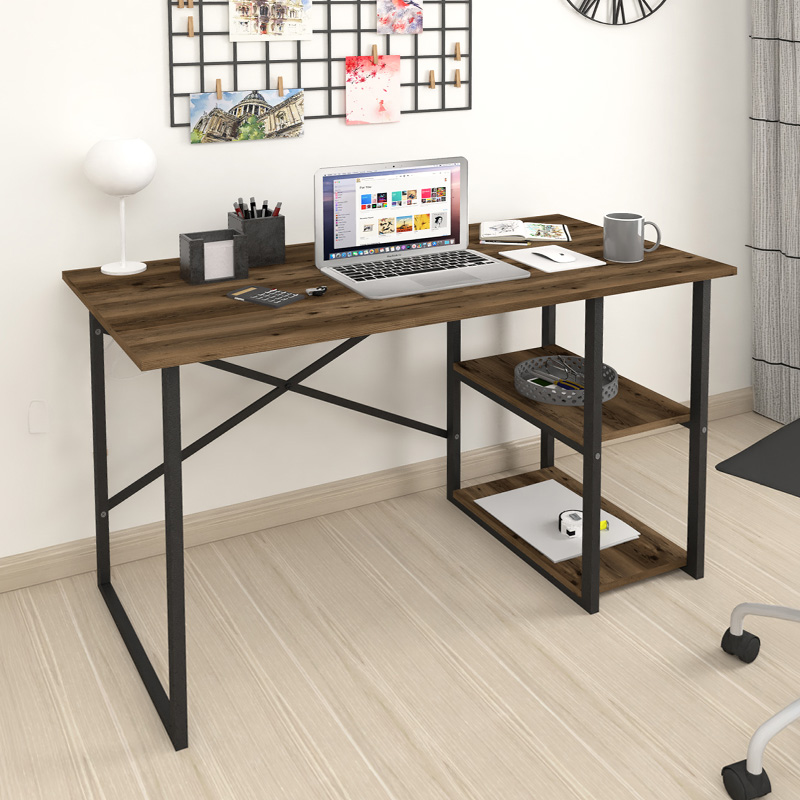 Odeon Megapap melamine reversible work desk in smoked walnut color 120x59.8x73.8cm.