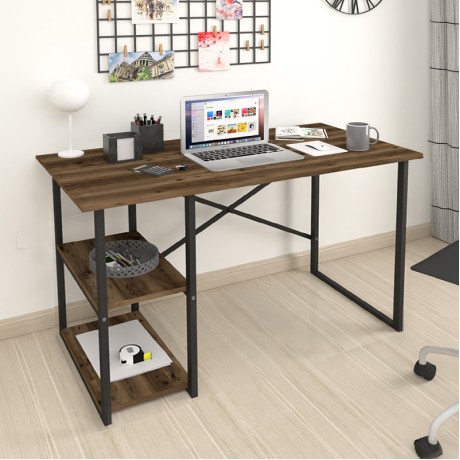 Odeon Megapap melamine reversible work desk in smoked walnut color 120x59.8x73.8cm.
