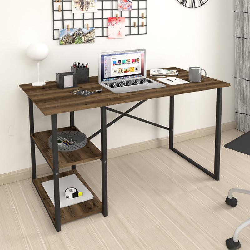 Odeon Megapap melamine reversible work desk in smoked walnut color 120x59.8x73.8cm.