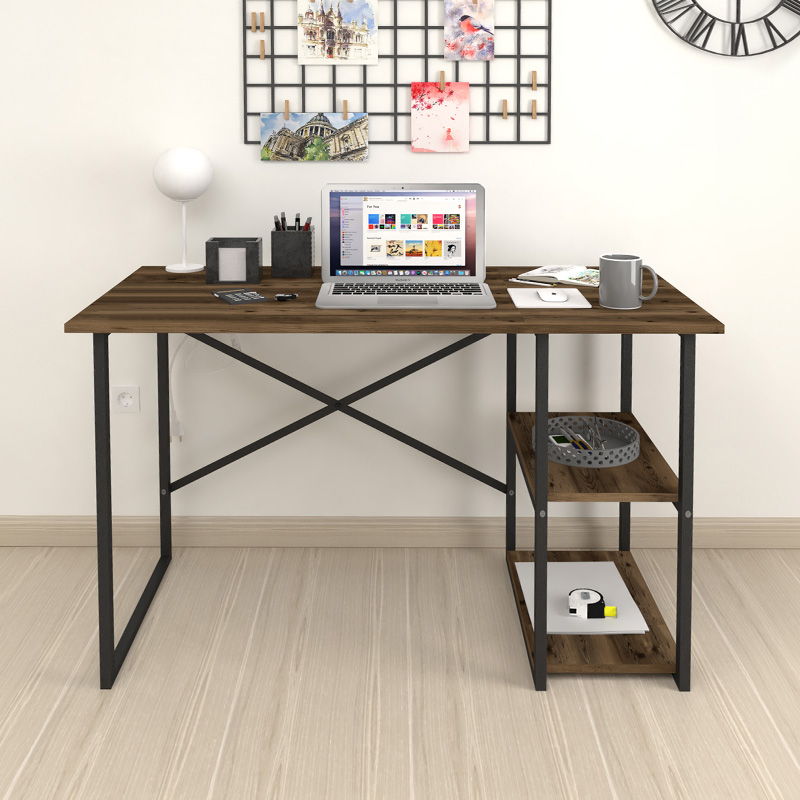 Odeon Megapap melamine reversible work desk in smoked walnut color 120x59.8x73.8cm.